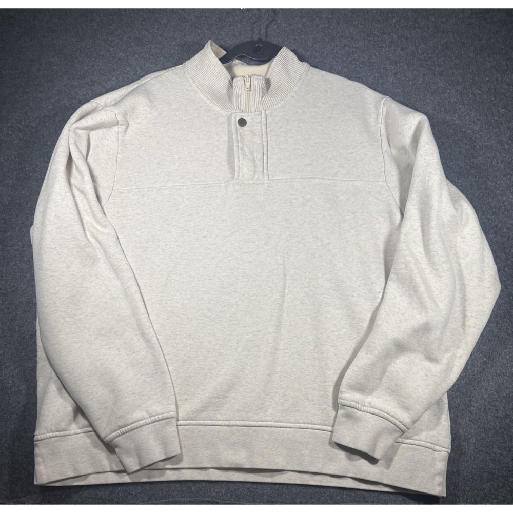 Orvis Men's Oatmeal 1/4 Zip Snap Mock Neck Pullover Sweatshirt‎ XXL